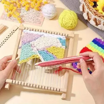 Деревянный ткацкий станок, стартовый комплект, тканый вручную, набор для самостоятельного плетения, домашний гобелен, шарф, многофункциональный ткацкий станок, швейная машина 1pc