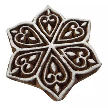 Деревянный традиционный дизайн Цветочный блок Текстильная печать Индийская печать на ткани 2 x 2 x 1.1 Inches коричневый