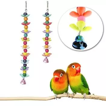 Деревянный треугольник, игрушка-попугай для домашних животных, красочные подвесные жевательные игрушки 15 cm