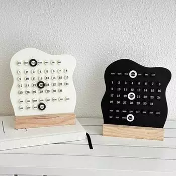 Деревянный вечный календарь, настольный акриловый календарь, подставка для недели, месяца, дня, декор стола для домашнего офиса, магазина, бара белый
