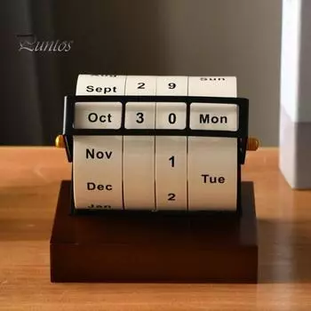 Деревянный вечный календарь, настольный календарь 2025 года, ручной колесный календарь, многофункциональное настольное украшение для домашнего офиса, школы Sets