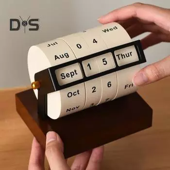 Деревянный вечный календарь, настольный календарь 2025 года, ручной колесный календарь, многофункциональное настольное украшение для домашнего офиса, школы Sets