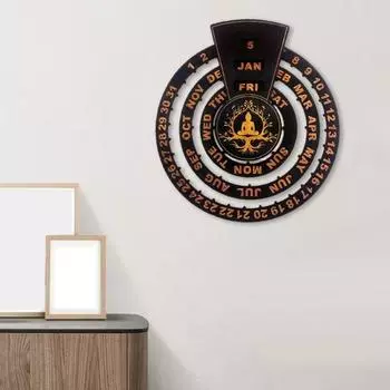 Деревянный вечный календарь, ручной вращающийся круглый настенный календарь, деревенский вечный календарь для дома, спальни, комнаты для медитации, настенный декор B