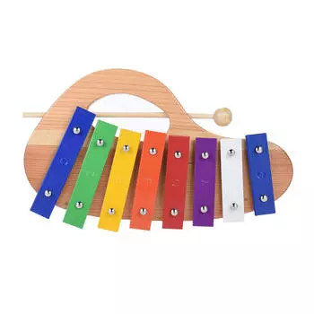 Деревянный ксилофон из сосны, 8 нот, 3 мм, цветная алюминиевая пластина с ручкой, деревянная палочка-колотушка, изысканный дизайн разноцветный