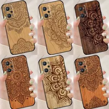 Деревянный задний чехол с цветочным рисунком Мандала для Realme GT Neo 2 GT Master C21 8 Pro 8i, чехол для OnePlus Nord 2 8T 9R 9 Pro Realme GT(Neo)