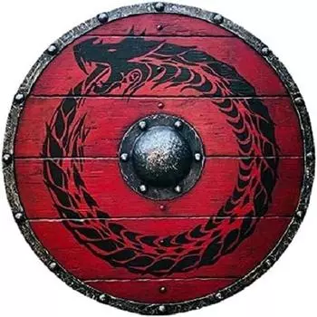 Деревянный защитный щиток Viking Round Dragon Face Shield, 24-дюймовый щит ручной работы, красный