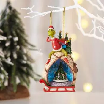 Деревянный зеленый эльф кулон смешное уродливое зеленое существо рождественское украшение яркое цветное 13