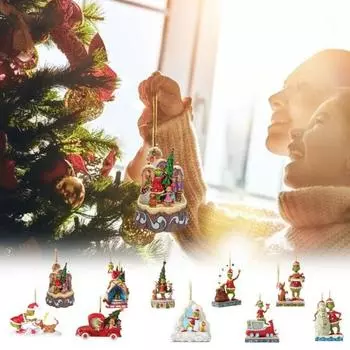 Деревянный зеленый эльф кулон смешное уродливое зеленое существо рождественское украшение яркий цветной зеленый кулон кукла 15