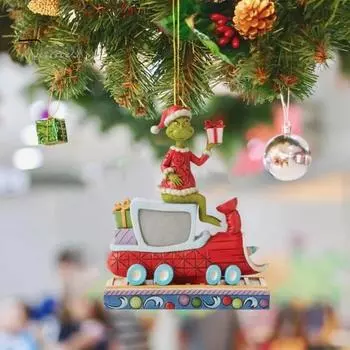 Деревянный зеленый эльф, забавное уродливое зеленое существо, рождественское украшение, яркая цветная зеленая кукла, подвеска для домашнего декора, рождественская елка 13