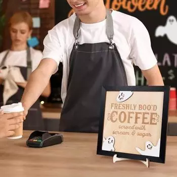 Деревянный журнальный столик с надписью на Хэллоуин с подставкой, сделанный вручную из мультфильма «Привидение», кофейный бар