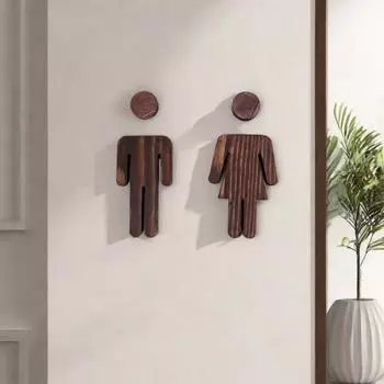 Деревянный знак для туалета, самоклеящаяся табличка на дверь туалета, настенный знак для ванной с горячими источниками для офисов, предприятий, ресторанов D