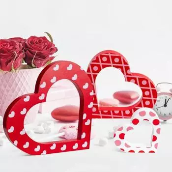 Деревянный знак любви Красное сердце Украшение стола Знак любви в форме сердца День святого Валентина A