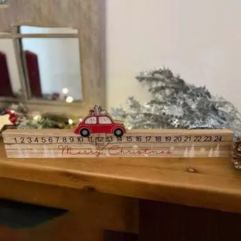 Деревянный знак обратного отсчета дней до Рождества Yousheng, деревянная машина/снежинка/олень, адвент-календарь для украшения домашней полки D