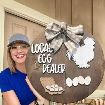 Деревянный знак приветствия цыплят с бантом, гладкий край, венок на входную дверь, подвесной знак