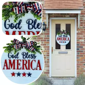 Деревянный знак приветствия на двери, висящий на двери, День независимости, праздничное украшение для дома, сладкий One Size