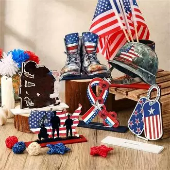 Деревянный знак солдата американского флага с украшением в виде звезды солдата One Size