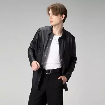 Dericlub Мужская рубашка из 100% натуральной кожи