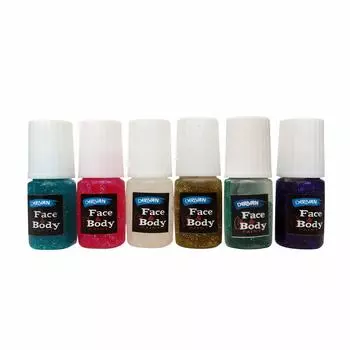 Derivan Face Body Paint 4 мл Мини-флакон Glitter Color 6 цветов Набор 50000726 &