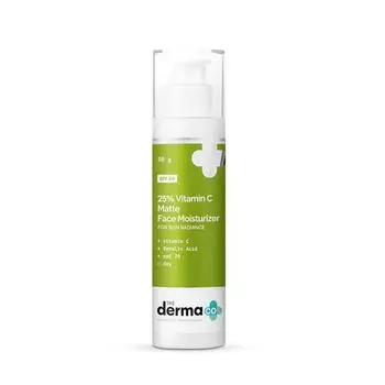 Derma Co 25% Vitamin C Matte Moisturizer For Face, крем с феруловой кислотой и SPF 20 для сияния кожи – 30 г