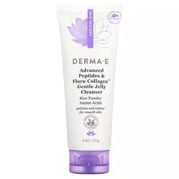 DERMA E, мягкое очищающее желе с улучшенными пептидами и коллагеном Flora-Collagen, 4 унции (113 г)