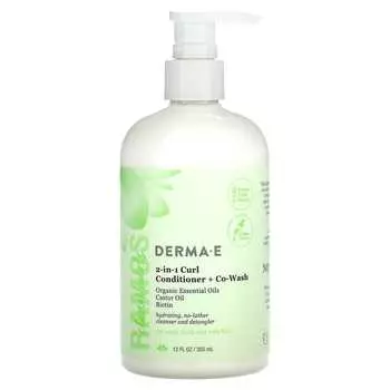 DERMA E, Ramos Clean Curl, кондиционер для вьющихся волос 2 в 1 + средство для мытья носа, для волнистых и кудрявых волос, 12 жидких унций (355 мл)