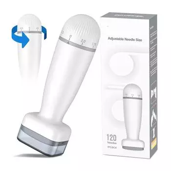 Derma Stamp Регулируемый, профессиональный микронидлинг-роллер Derma с 120 настоящими иглами, микронидлинг-роллер Dermapen для лица, тела, волос белый