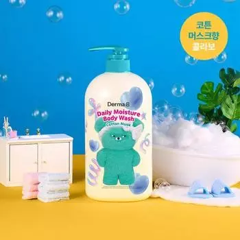 Dermabee Daily Moisture Гель для душа с хлопком и мускусом 1000 мл (Сотрудничество с медведем васаби), Корейский уход за телом