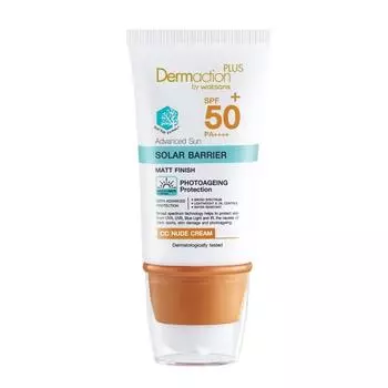 Dermaction Plus от Watsons Advanced Sun Solar Barrier CC Nude Cream SPF50+ PA++++, дерматологически протестировано, 40 мл. 40 ml.