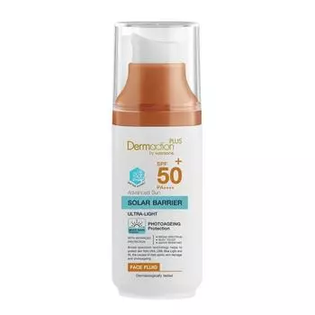 Dermaction Plus от Watsons Advanced Sun Solar Barrier Face Fluid SPF50+ PA++++, дерматологически протестировано, 50 мл. 50 ml.