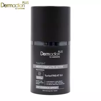 Dermaction Plus от Watsons PolluFIGHT Мужская комплексная активная восстанавливающая дневная эссенция SPF50+ PA+++ 50 мл. 50 ml.