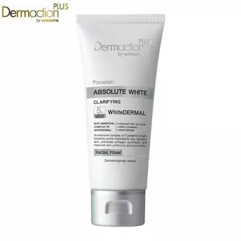 Dermaction Plus от Watsons Porcelain Absolute White Осветляющая пенка для лица, дерматологически протестировано, 100 мл. 100 ml.