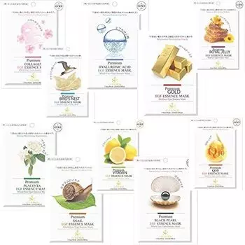 Dermal Sheet Mask Pack Skin Premium Face Mask with EGF Moisturizing Dermal Lets Skin 30 Let s (10 types, sheets)