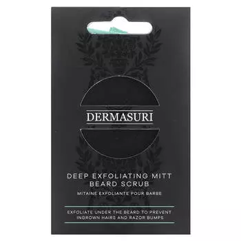 Dermasuri, перчатки для пилинга лица и шеи для мужчин с бородой, 1 перчатка