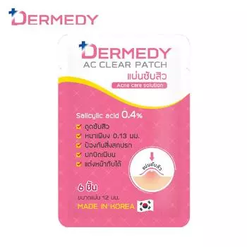 Dermedy AC Clear Patch 6 Dots, пластырь от прыщей, раствор для ухода за прыщами, 0,4% салициловая кислота - корейский уход за кожей 1 pc
