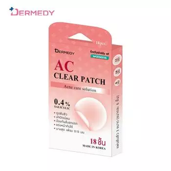 Dermedy AC Clear Patch, Пластырь от прыщей, раствор для ухода за прыщами, 0,4% салициловой кислоты (18 патчей) 18 Patchs