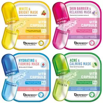 Dermedy Vita Capsule Mask Set, маска для лица, тканевая маска, 25 г. х 4/8 шт.. - Корейский уход за кожей 25 g. x 4 pcs