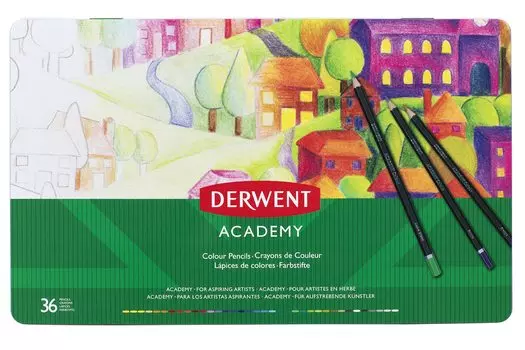 Derwent Academy Colored Pencils Metal Case 36 Colors Set 2300225