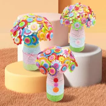 Держа цветок развивающая игрушка детский сад искусство своими руками ручная работа креативный пуговица букет ручной работы