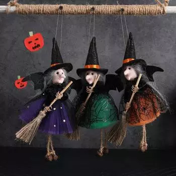 Держа метлу Хэллоуин Ведьма Подвеска Смешной Хэллоуин Подвеска Декор Творческий Ведьма Кукла Сад