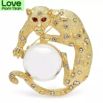 Держа в руках броши с кристаллами в виде леопарда, цветные стразы, смола, король быстрых животных, вечеринка, офисная брошь, булавка, подарки зелёный