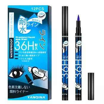 Держа в руках жидкую подводку для глаз 36H, не так легко закружиться, холодный черный, национальный цветной макияж, устойчивый к поту, цветная подводка для глаз 12ps янкиз синий