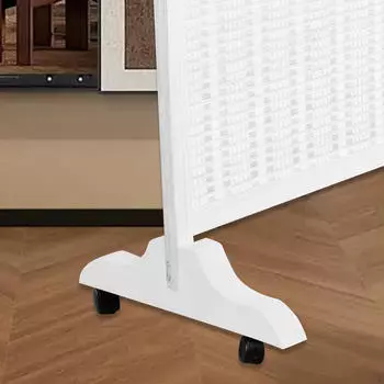 Держатель экрана конфиденциальности с деревянной основой, подвижная колесная рама для офисной гардеробной White A