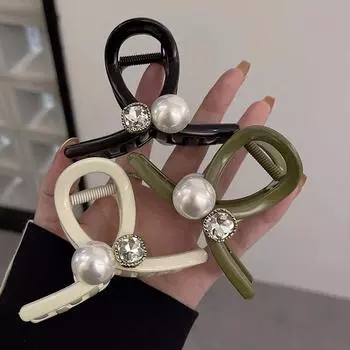 Держатель Алмазный Акриловый Простой Элегантный Крестик Коготь Заколка Для Волос Жемчужные Заколки Для Волос Зажим Акула