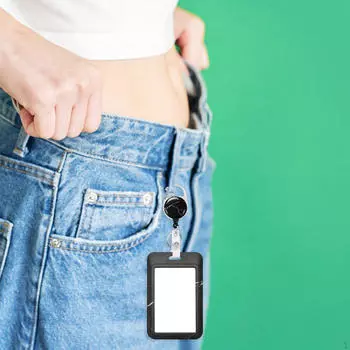 Держатель бейджа с выдвижной катушкой, держатели удостоверений личности, футляр для именной карточки для медсестры, врача, чёрный