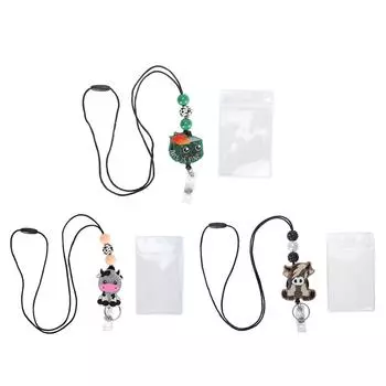 Держатель бейджа со шнурком, мультяшный дизайн из бисера, регулируемый нейлоновый шнур, держатель для автобусных карт для офиса Sch Type A