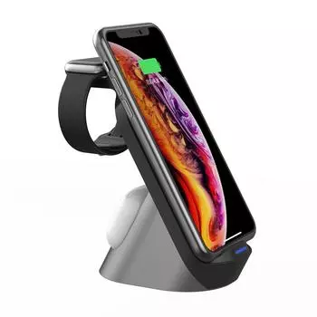 Держатель беспроводного зарядного устройства 3 в 1 для Apple Watch Airpods Iphone 11 12 13 14 Pro Max Портативная индукционная зарядная станция as picture белый