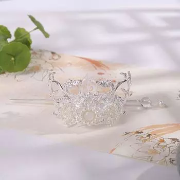 Держатель цинковый сплав цинковый сплав жемчужный кристалл женская тиара мужская украшение ханьфу аксессуары для волос китайский стиль корона для волос серебряный