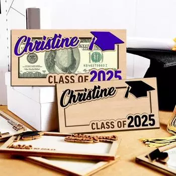 Держатель денег на выпускной 2025 года, деревянная денежная карта, держатель денег на память о выпускном, подарки на выпускной для одноклассников, друзей семьи красный