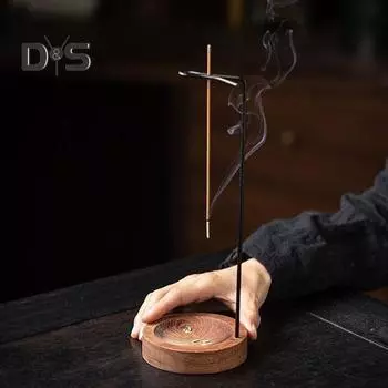 Держатель для ароматических палочек с деревянным подносом, латунная перевернутая курильница, улавливатель пепла, домашний офис, медитация, йога, релаксация, украшение дома, подарок на день рождения серебряный