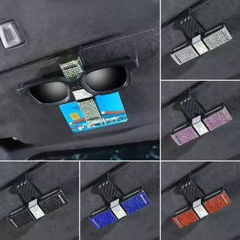 Держатель для автомобильных очков, крепление на солнцезащитный козырек, держатель для солнцезащитных очков, кронштейн со стразами, портативный держатель для солнцезащитных очков, украшение в виде кристалла чёрный